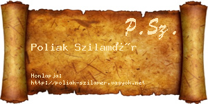Poliak Szilamér névjegykártya